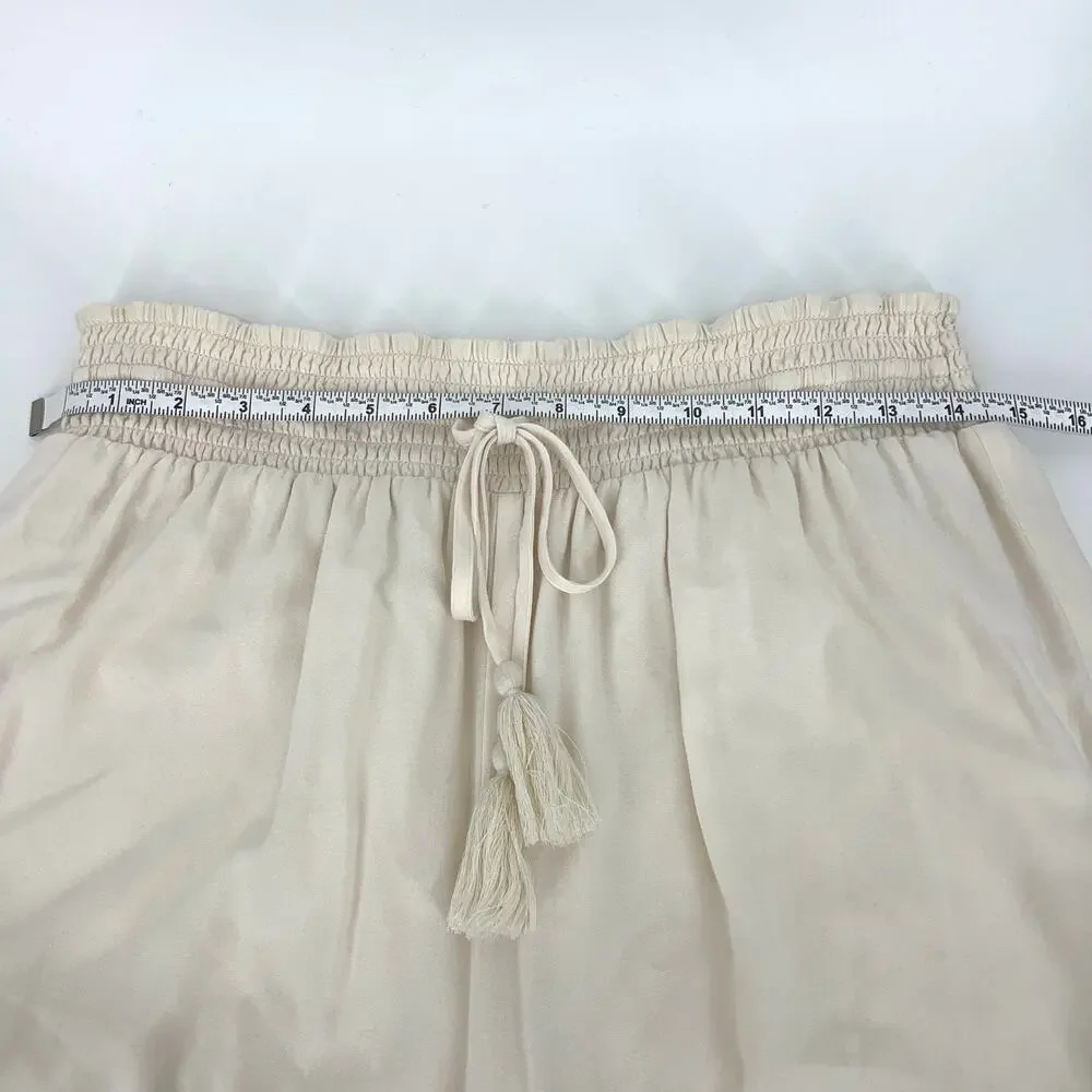 American Eagle Festival Beach Crochet Drawstring Cropped Pants Size L **READ**